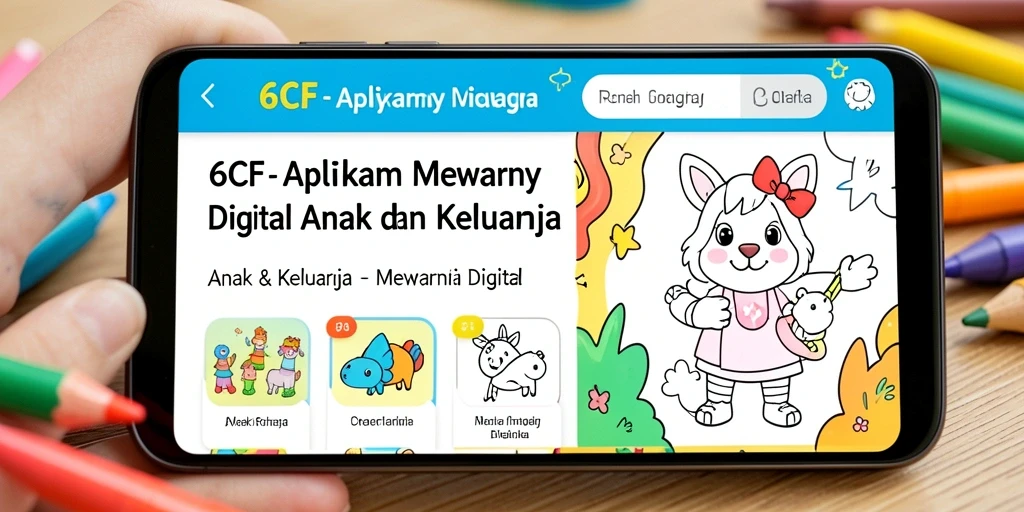 Tampilan antarmuka aplikasi 6CF untuk mewarnai digital.