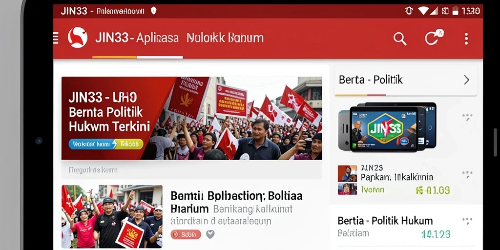 Antarmuka JIN33 menunjukkan berita Politik Hukum yang menarik.