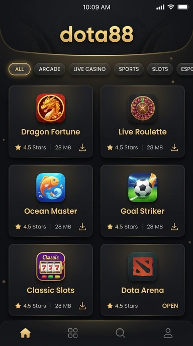 Tampilan katalog aplikasi dota88