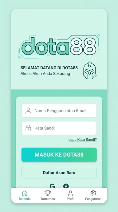Tampilan halaman login dota88