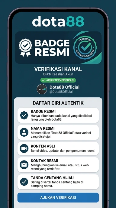 Tampilan kanal resmi dota88